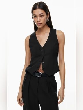 Babaton Deniro Black Classic Button Vest